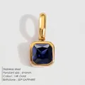 Quadratischer 14K vergoldeter Edelstahl-Anhänger mit blauem September-Geburtsstein - September Königsblau - Gold