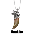 Macro della collana con testa di drago vintage e ciondolo in pietra unakite verde - Unakite