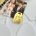 Golden acrylic cupcake topper tag with engraved I love you cursive text for Valentine decoration - With Hole I Love You