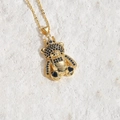 Exquisite 14K vergoldete Bärenkette mit tiefblauen Zirkonia und Herz-Details im Design - Saphirblaues Zirkonia