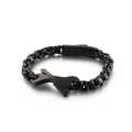 Bracciale nero da uomo stile industriale con ciondolo a forma di chiave e cacciavite - Nero (KB120169-KFC)