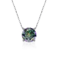S925 sterling silver necklace with a classic four-prong rainbow moissanite pendant - Classic Four-Prong Necklace (Aurora Green)