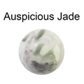 Polished 16mm white natural jade sphere with light green and purple textures - Auspicious Jade