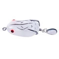 White frog fishing lure with black stripes, red eyes, double hooks and metal spinner - New White (5cm-14g)