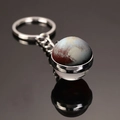 Silver Pluto keychain with high-definition double-sided glass planet orb and metal chain - Pluto