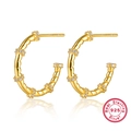 Elegante 925 Sterling Silber Gold verdrehte C-Form Creolen mit funkelnden Zirkonia Steinen - 925er Silber / Gold