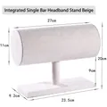 Soporte de terciopelo beige en forma de T para organizar diademas y accesorios de pelo - Barra Única Completa / Beige
