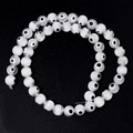 Strand of white and clear millefiori evil eye glass beads for DIY jewelry making - White