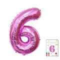 Number 6 rose pink foil balloon for birthdays in retail cardboard card packaging - Number 6 / 40 Inch/With Paper Card / Rose Red