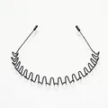 Detail of black wavy non-slip metal headband with glossy finish for sports - Inner Hook Style 1pc