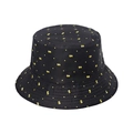 Sombrero de pescador negro estilo callejero con estampado de dólar amarillo arriba - Negro con signos de dólar dorados