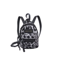 Portachiavi mini zaino con motivo leopardato grigio e dettagli con cinturino nero - Stampa Leopardata Nero