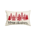 Linen Christmas pillowcase with red Christmas tree and Merry Christmas print decor - Style S (Single-sided)