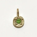 Golden round birthstone pendant with green gem and star engraving for necklace - Gold - August