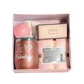Coffret cadeau bougie parfumée rose avec gobelet or rose et accessoires de bain - Coffret Cadeau de Bain Rose 2 avec Couvercle