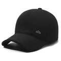 Gorra de béisbol de lana negra para invierno con orejeras y logotipo metálico Sport - Ajustable / Negro