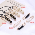 Fashionable golden waist pins with white faux pearls and black beads in 5.8cm and 3.8cm sizes - Black White Bead And Golden Base Combination