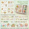 Cute forest wonderland stationery set with washi tapes and decorative stickers - Secret Forest (4 Stickers + 4 Tapes)