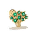 Golden tree-shaped cartilage stud earring with green zircons and a screw back ball - Jenny J. Tree