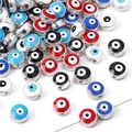 Cuentas de resina de mal de ojo con borde plateado para la creación de joyas DIY - Borde Plateado Colores Mezclados