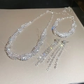 Set gioielli in argento con collana bracciale e orecchini di lusso con strass brillanti - Set di Gioielli in Argento da 3 Pezzi (Orecchini, Bracciale, Collana)