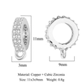 Silver micro-pave zircon melon seed pendant clasp made of copper, 11x3x9mm jewelry part - VB577-1 Silver