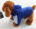 Dark blue hooded pet sweatshirt with white sleeve stripes for dogs and cats - Adidas Dark Blue (without Pattern)