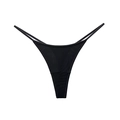 Women's minimalist solid black ice silk thong with ultra-thin side straps and triangle cut - Black