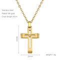 Dettagli della collana a croce in acciaio inossidabile placcato oro 18K con dimensioni e peso - Oro