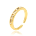 Luxury 18K gold plated copper ring with inlaid small pearls and rectangular zircons - Gold Pearl Zircon Style (J-1333)