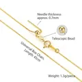 Adjustable S925 sterling silver box chain necklace in gold finish with sliding bead - Adjustable Box Chain 18in / Gold