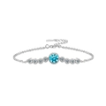 Pulsera de cadena en plata S925 con piedra azul de corazón y pequeños cristales claros - Plata 925 / Azul