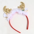 Christmas reindeer antler headband in red and gold with white faux fur trim - Gold Antler