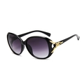 Oversized black frame sunglasses for women with purple gradient lenses and gold floral detail - Black with Fox Emblem