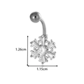 Silver belly button ring with snowflake pendant and cubic zirconia stones - Silver Snowflake (0199-8# Silver)