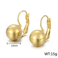 12mm golden ball drop earrings in 18k gold plated stainless steel, 15g pair - Gold (KLJ589-Z)