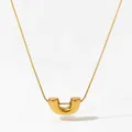Minimalistische goldene Halskette mit U-förmigem Herzanhänger und eleganter Schlangenkette - Polierter Goldener U-Form Stil (D1194)