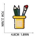 Detail showing stationery embroidery patch of pen holder with dimensions 7x4.8cm - Pen Holder Style (X30QC-11-06)