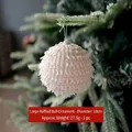 Palla decorativa per albero di Natale con trame a strati in bianco crema lucido - Pallina con Frange Grande Rotonda / Diametro 10cm