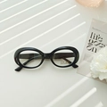 Modern kids oval sunglasses in glossy black frame with UV 400 protection lenses - Black Frame Clear Lenses