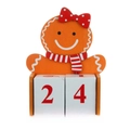 Lebkuchenmann Adventskalender aus Holz mit Zahlenblöcken in Orange und Rot - Damenstil