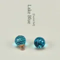 Botones brillantes de cristal facetado azul lago con lazos dorados para ropa étnica - 10mm / Azul Lago