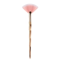Detail of rose gold fan brush with soft pink gradient bristles and twisted metal handle - Small Rose Gold Fan Brush