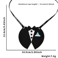 Formal pet tuxedo bib with black bow tie and button detail for Halloween parties - Pet Neck Wrap / Black Suit Style