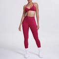 Set da yoga bordeaux in due pezzi con reggiseno sportivo allacciato al collo e legging - Borgogna