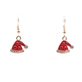 Weihnachts-Ohrringset mit roten Emaille-Nikolausmützen und bunten Strasssteinen auf Gold - B Weihnachtsmütze Strass Ohrringe