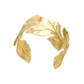 Bohemian gold leaf cuff bracelet with detailed nature veins and polished finish - Gold Leaf Cuff B30