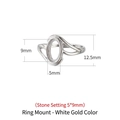 925 silver ring setting in platinum finish for 5x9mm oval stone mounting - 5x9mm / White Gold