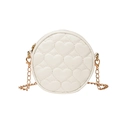 Mini white quilted heart pattern round chain crossbody bag for kids and toddlers - White