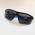 Kids sports cycling sunglasses with black frame and blue non-slip rubber temples - Black